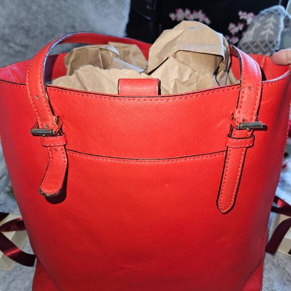 Michael Kors Orange/Coral Large Tote Bag Pre-Loved - Picture 4 of 8